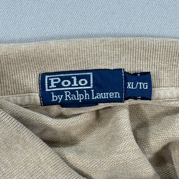 Polo Ralph Lauren Polo Shirt Men's XL Beige‎ Classic Fit Short Sleeve Small Pony - Picture 6 of 8